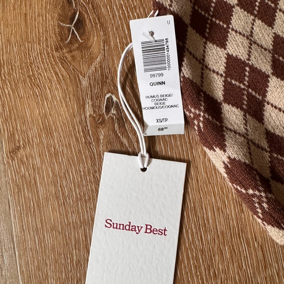 Sunday Best NWT Brown & White Quinn Sweater Sweater Vest Size XS - Picture 5 of 6